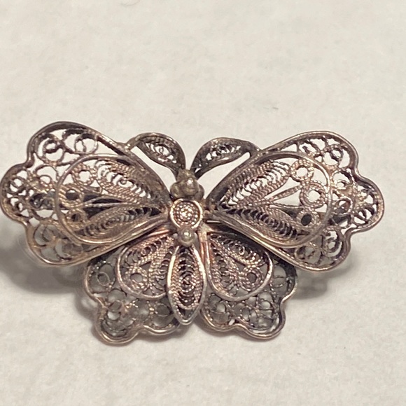 Broche (épingle) Papillon En Argent Sterling 925 - Filigrane - Occasion